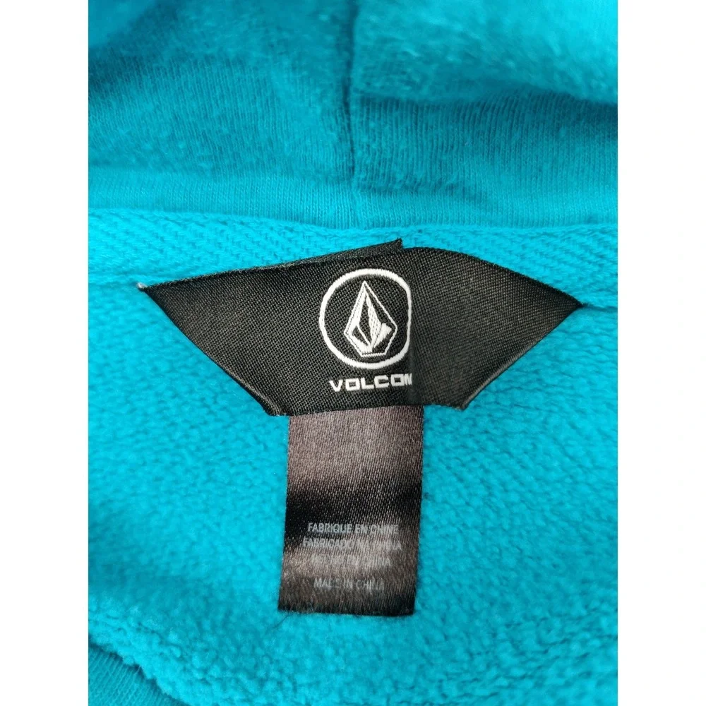 Volcom Kids Teal Blue Pullover Hoodie Stone Logo Graphic Skate Size Medium